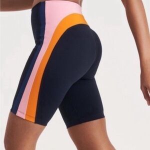 Splits59 Jayden Highwaisted Bike Shorts Size S Navy w/ Side Stripe